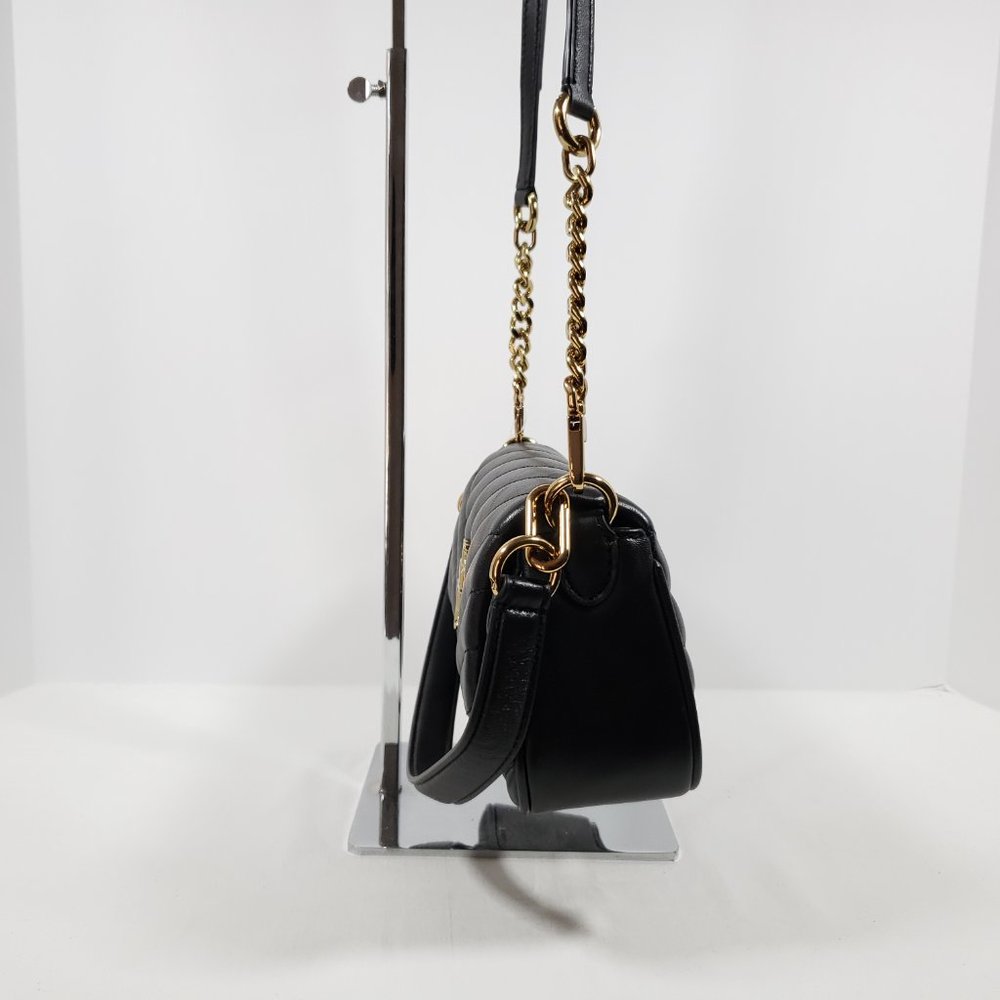 Tory Burch Kira Chevron Small Flap Shoulder Bag - Black - Picture 5 of 10